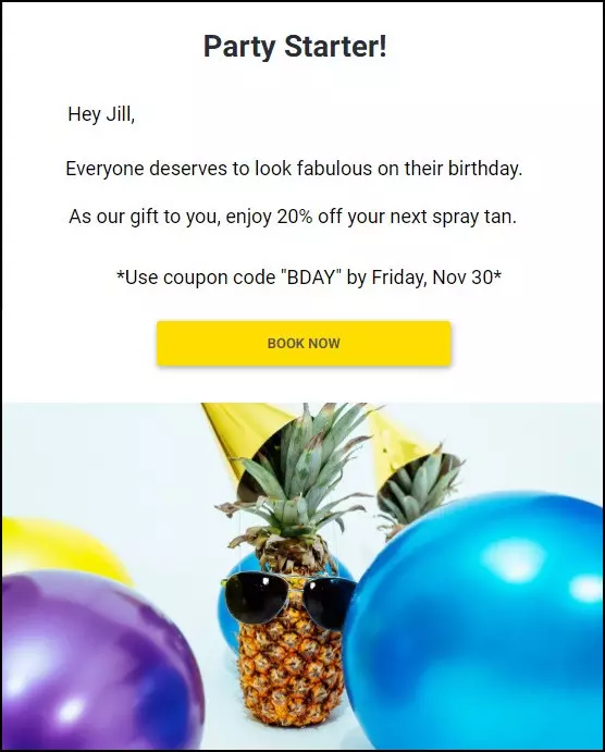 Exemple d'un message d'anniversaire