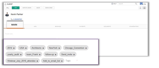How to add tags in vCita