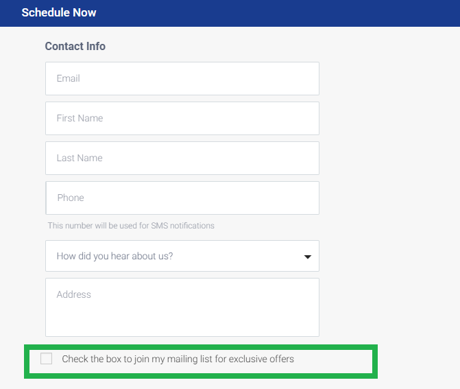 Online form to invite clients to join your mailing list