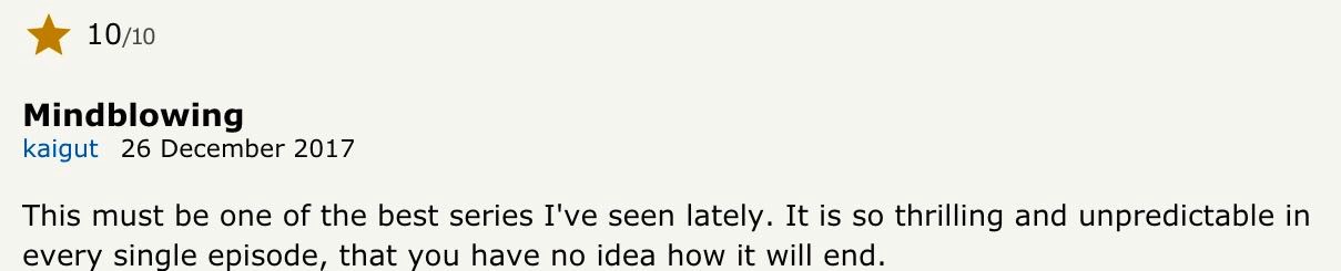 Money Heist viewer review from IMDB