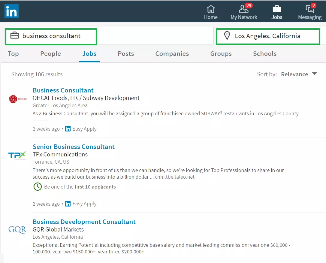 LinkedIn Job Search Feature