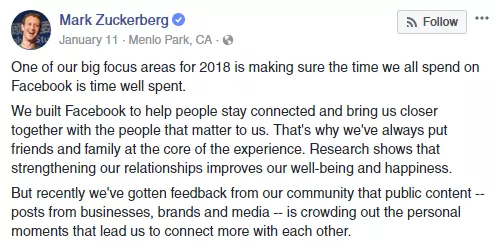 Facebook algorithm change
