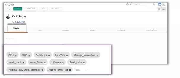 How to add tags in vCita