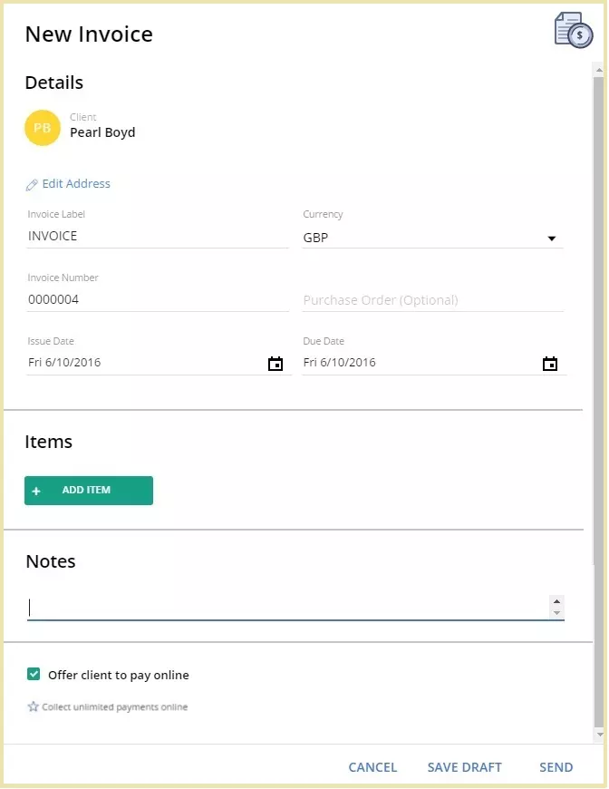 vCita's invoice app creates templates instantly