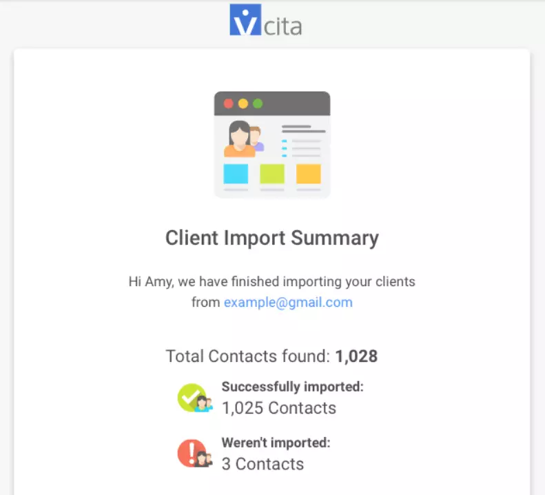 vCita now allows you to double-check that your client imports were succesful