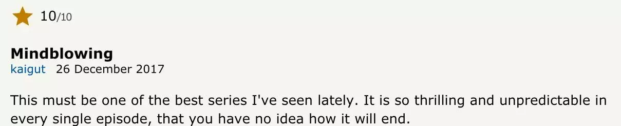 Money Heist viewer review from IMDB