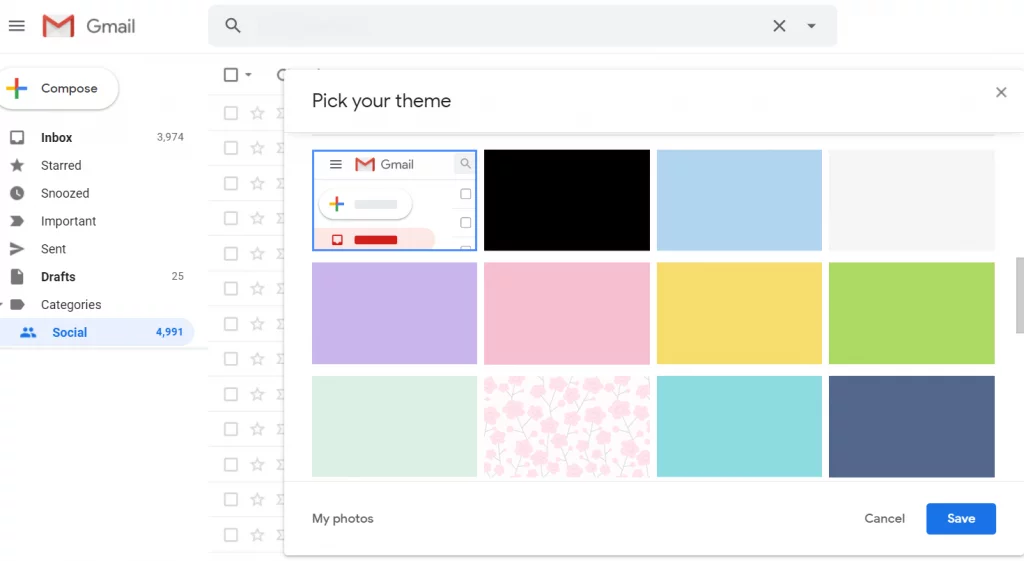 How to change your Gmail theme