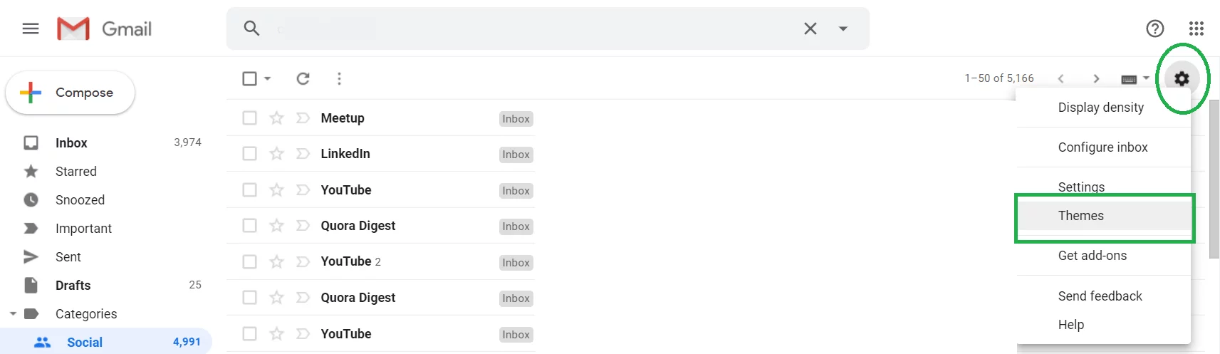 Choose a Gmail theme