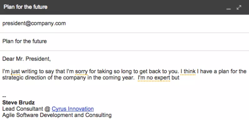 "Just no sorry": Google chrome extension that stops you from writing wimpy emails