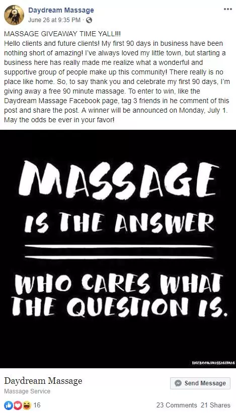 Facebook giveaway