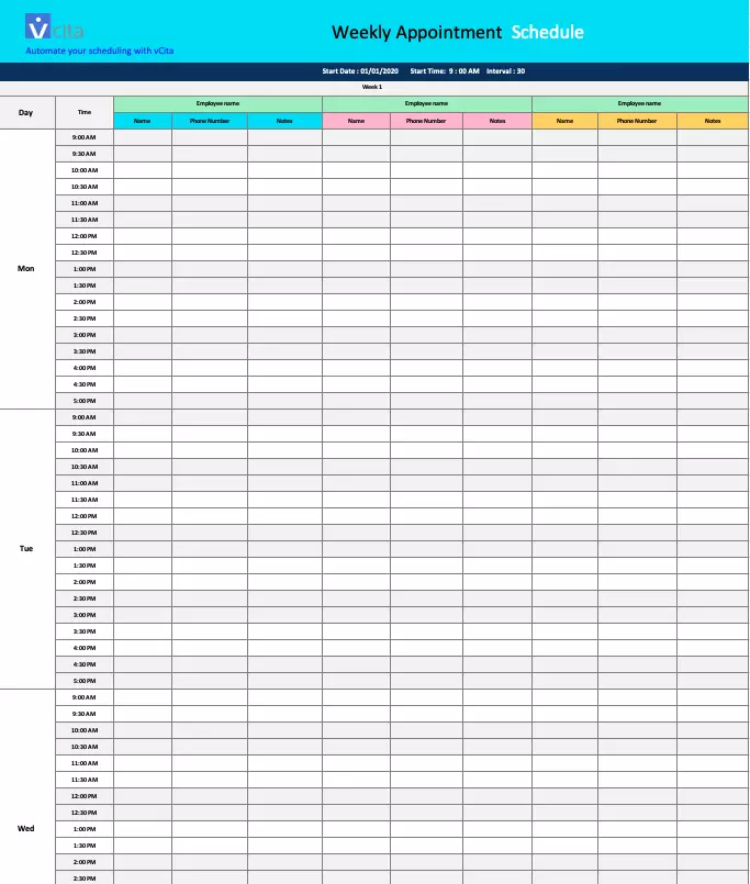 Weekly Appointment Schedule Template from static.vcita.com