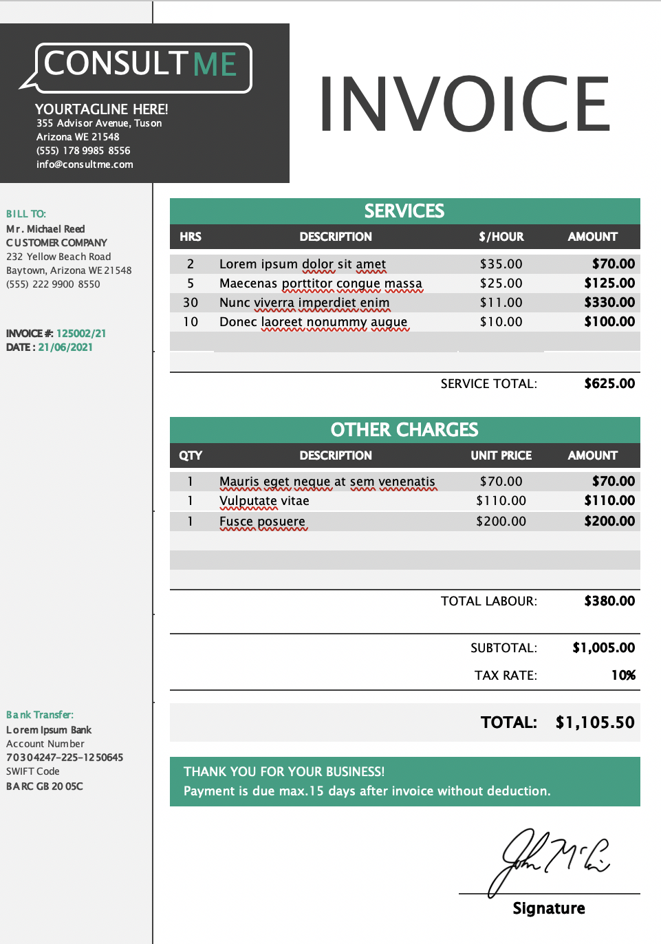 22 unique Invoice templates for consultants  Download for free! Inside Software Consulting Invoice Template