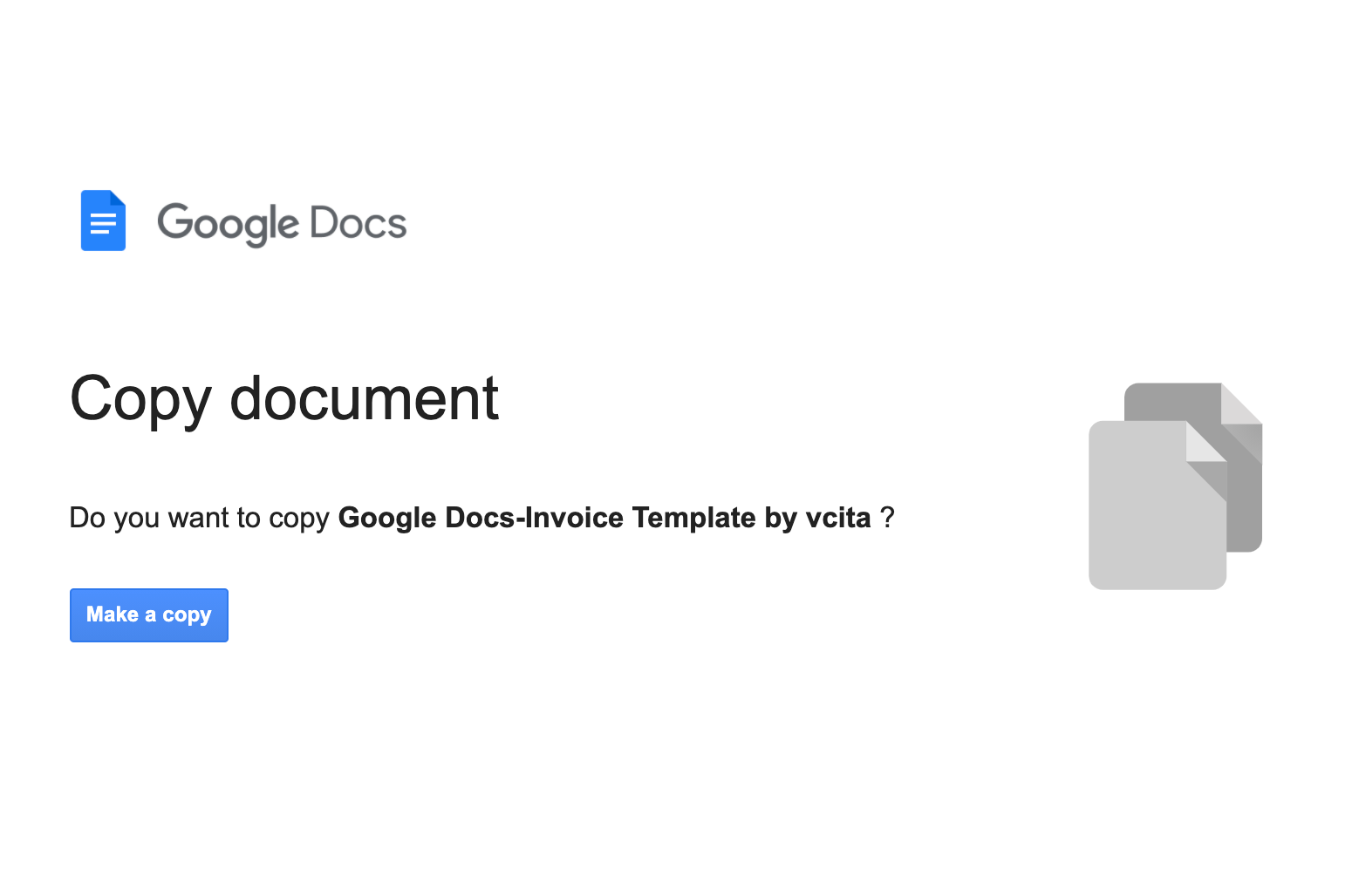 Google docs invoice template by vcita how to make a copy