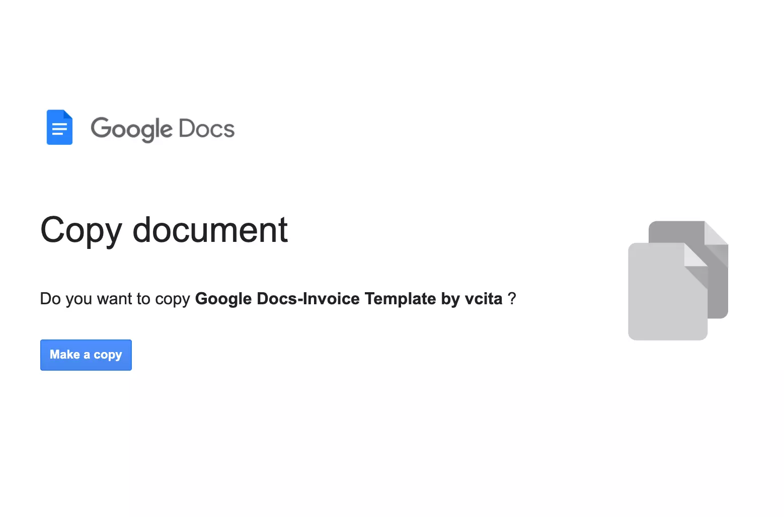 Google docs invoice template by vcita how to make a copy