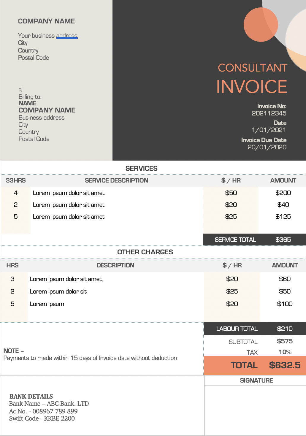 It consultant contractor invoice template