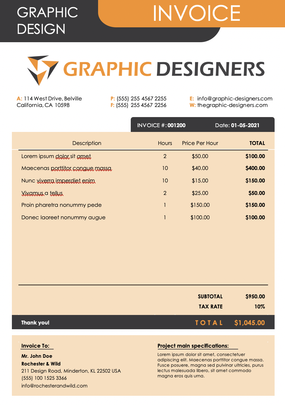 graphic design invoice template