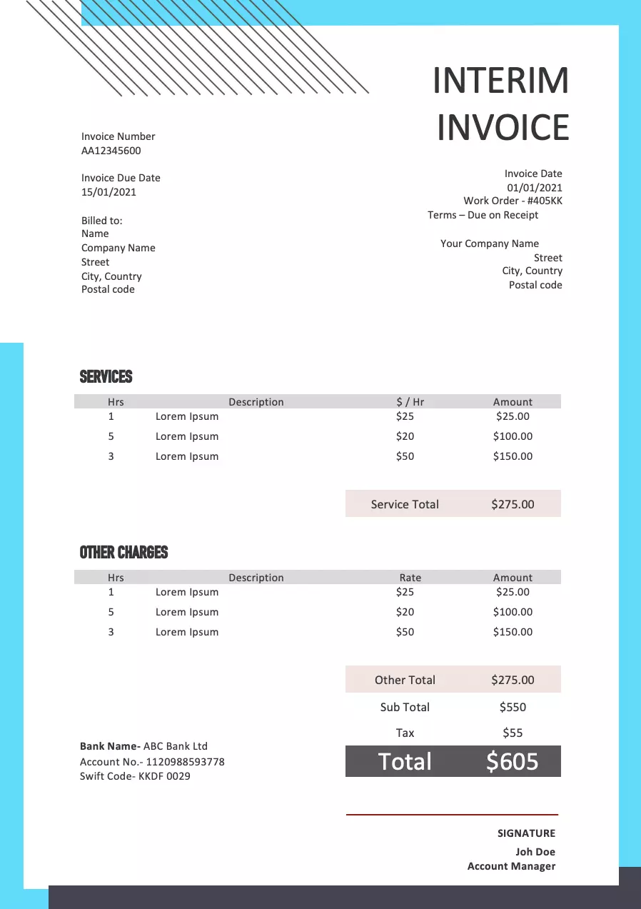 Interim invoice template