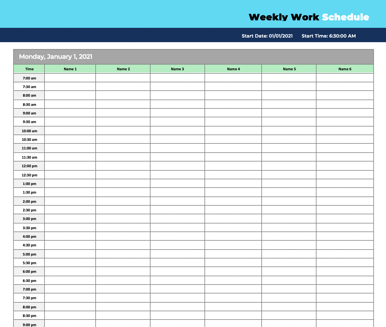 weekly work schedule maker