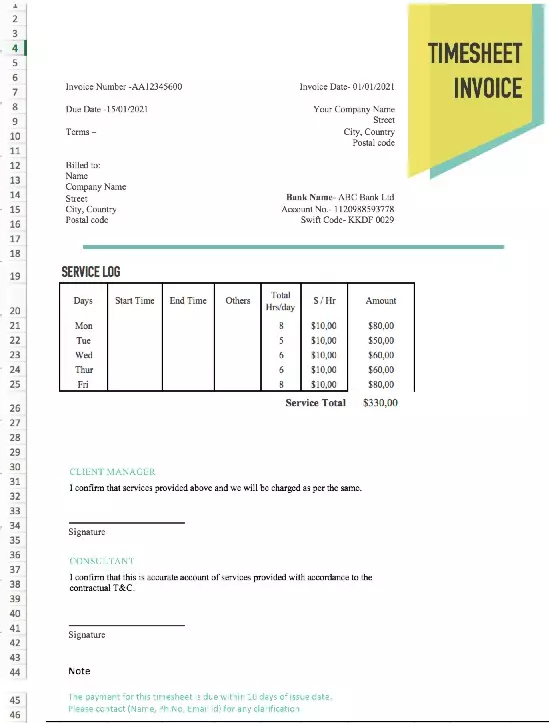 excel invoice template