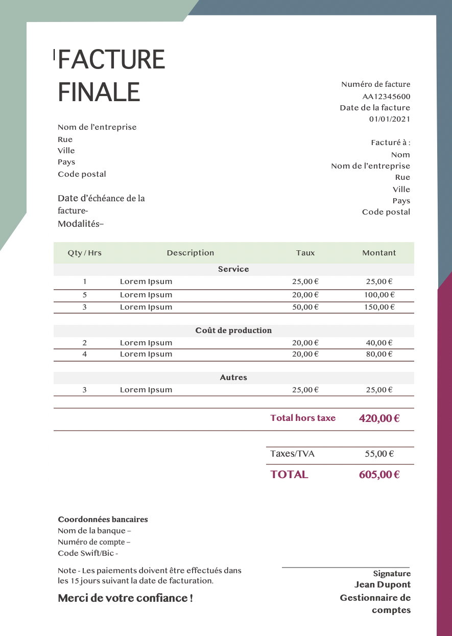 facture finale