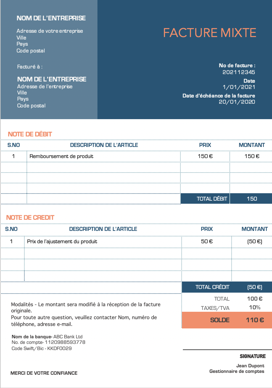 facture mixte