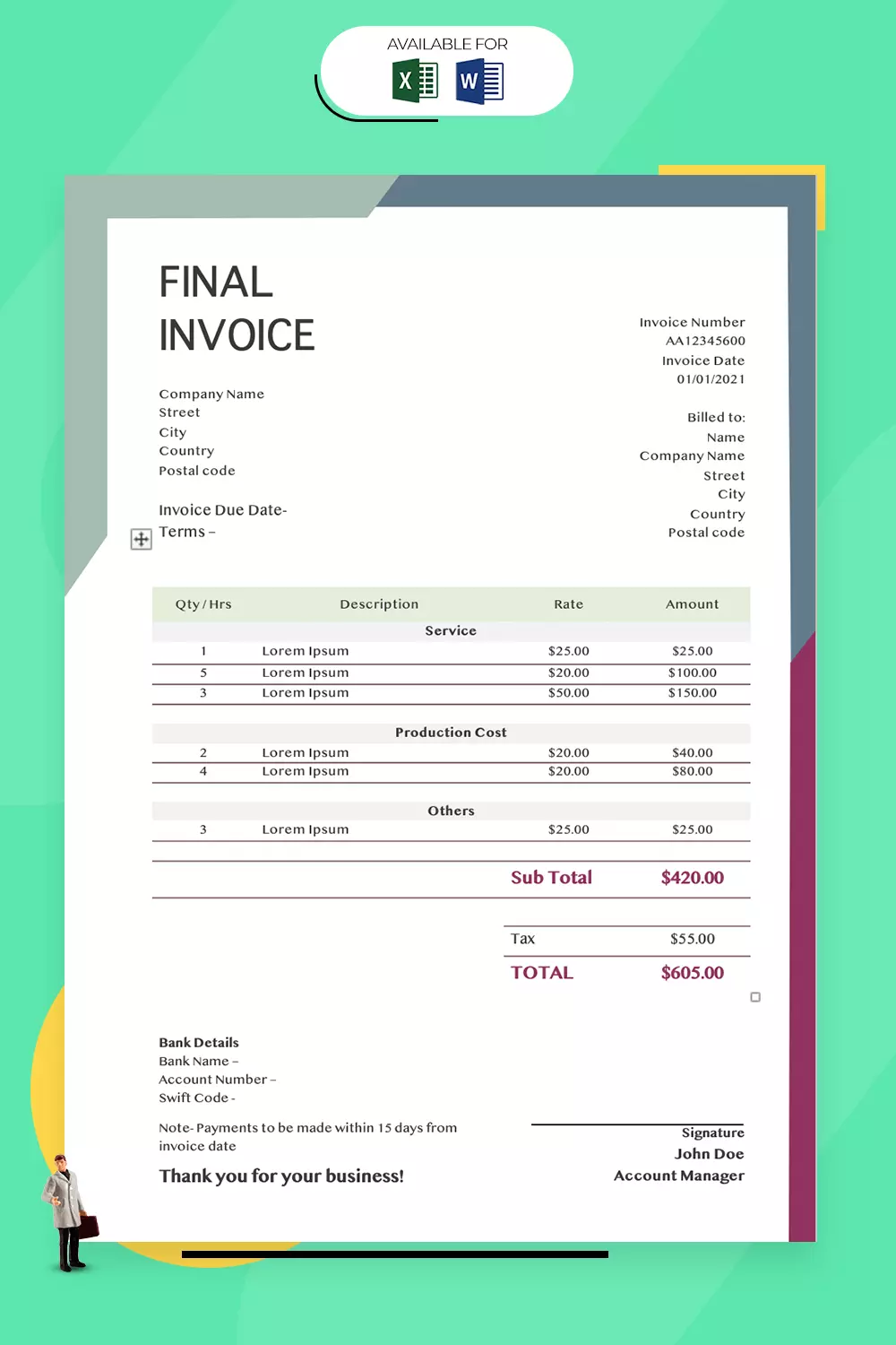 invoice template nz excel