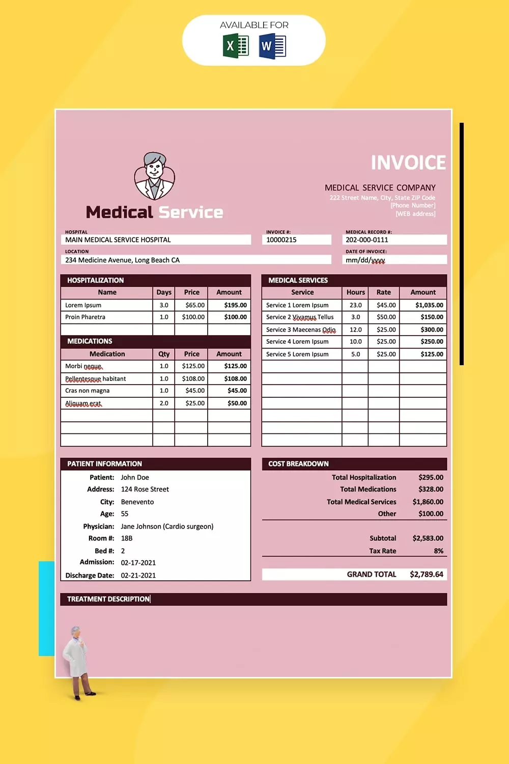 Medical invoice template