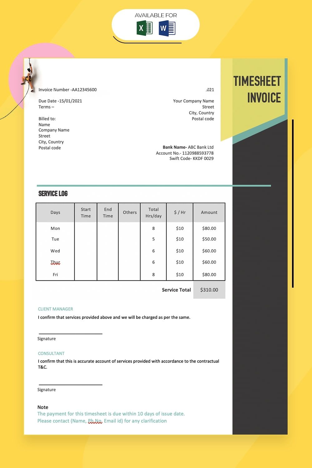 Invoice Templates For Word And Excel Free Download