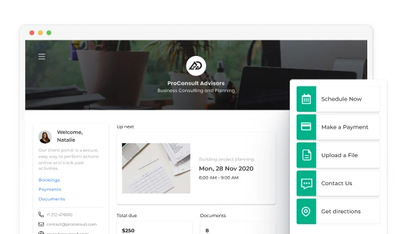 Client portal booking