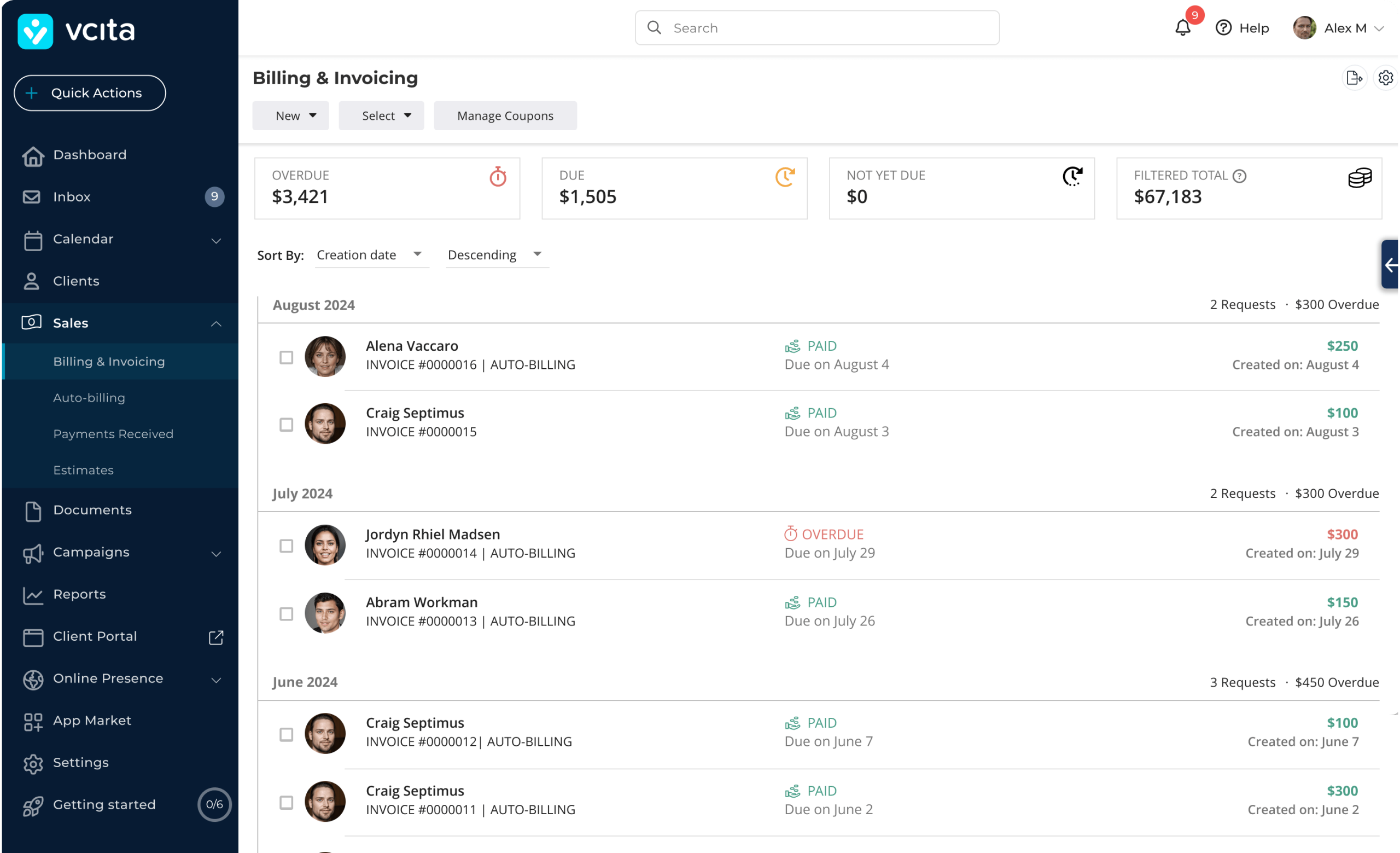 billing and invoicing vcita