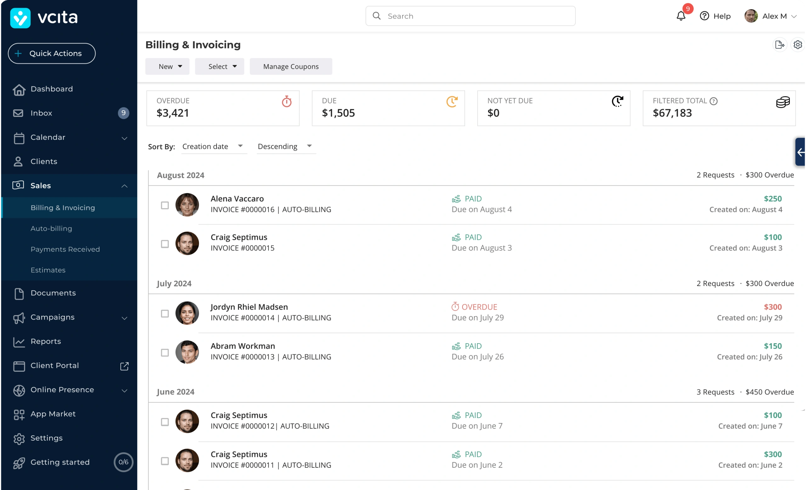 billing and invoicing vcita