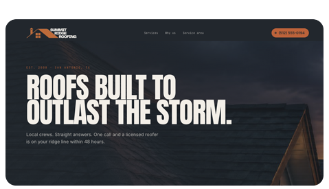 Roofing website example