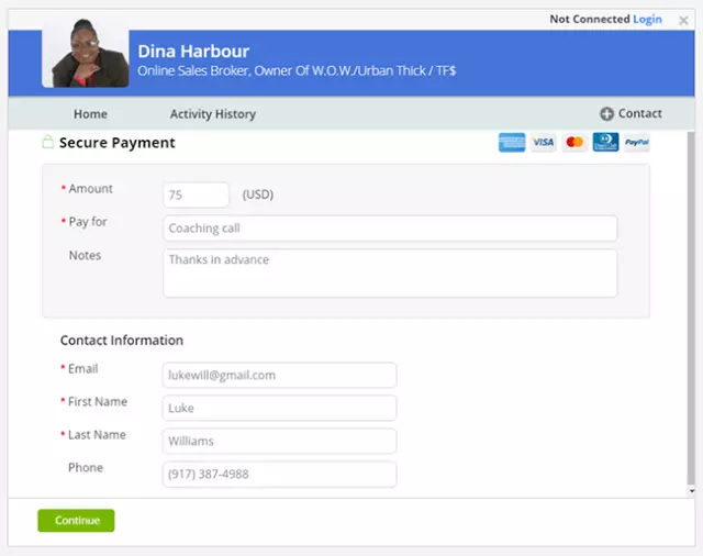 While scheduling an appointment, clients can pay online via credit card or PayPal.