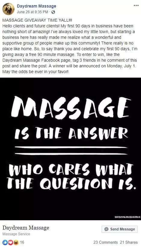 Facebook giveaway