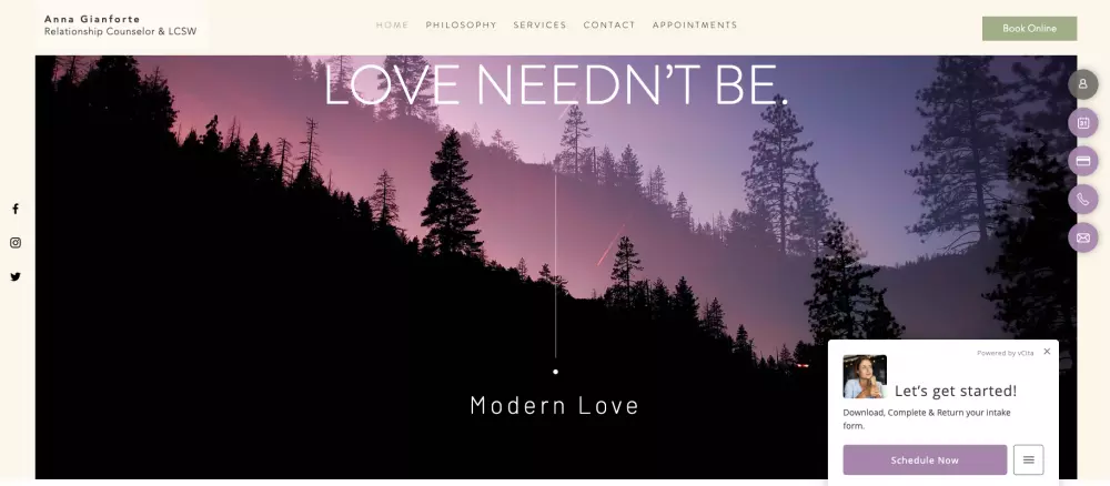 Modern love scheduling call to action