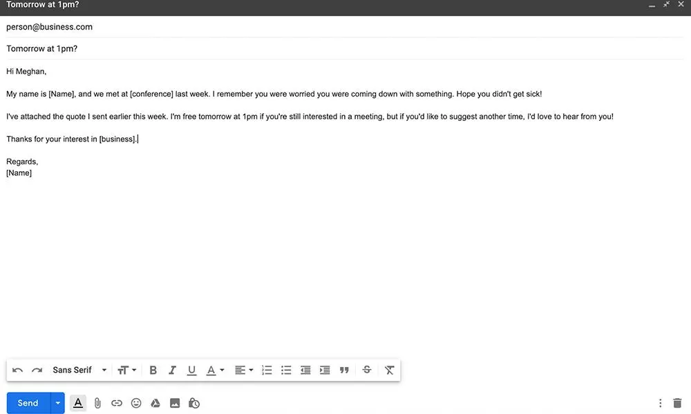 Draw on past conversation follow up email