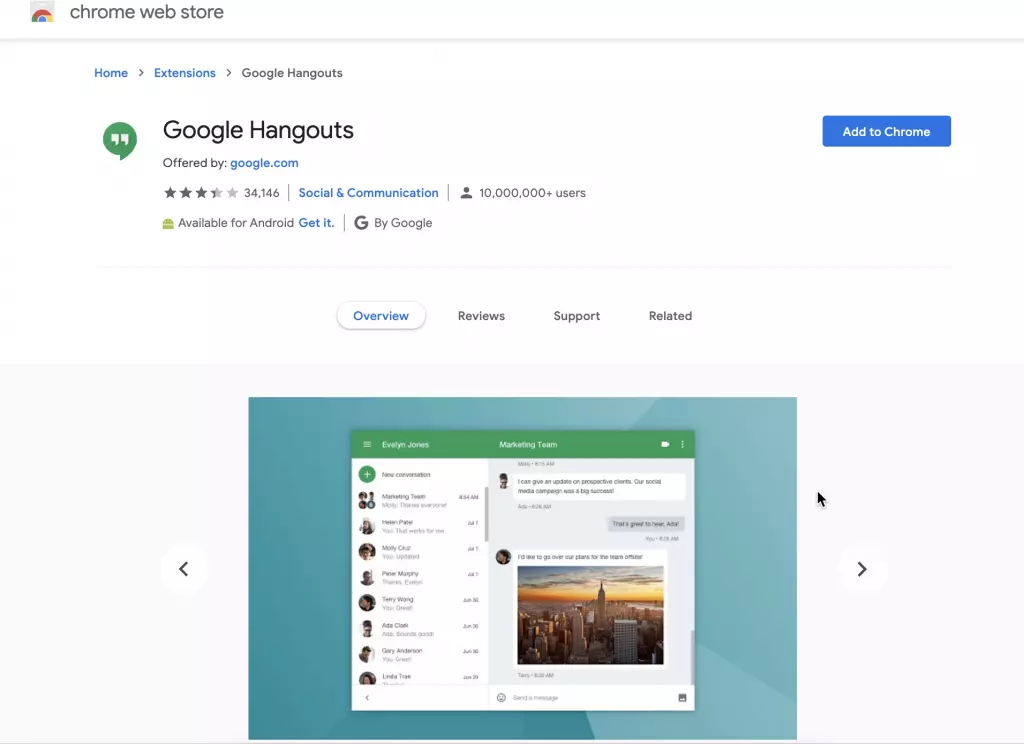 google hangouts chrome extension