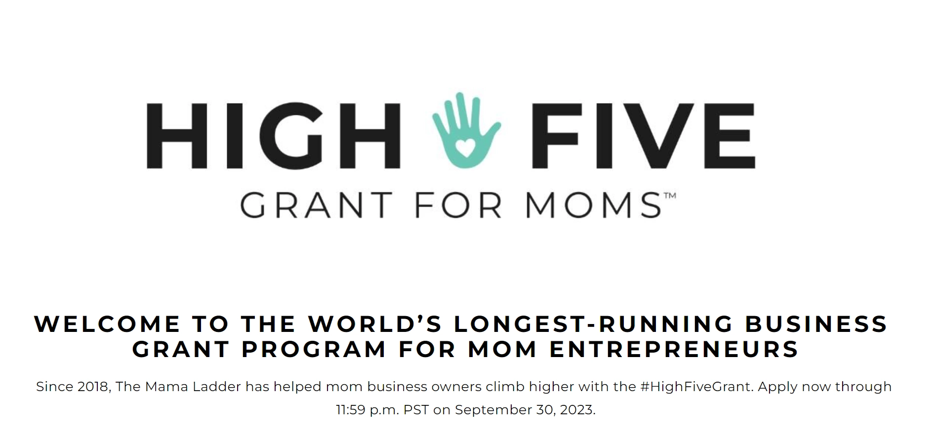 High Five Grant homepage - Small business grants for women