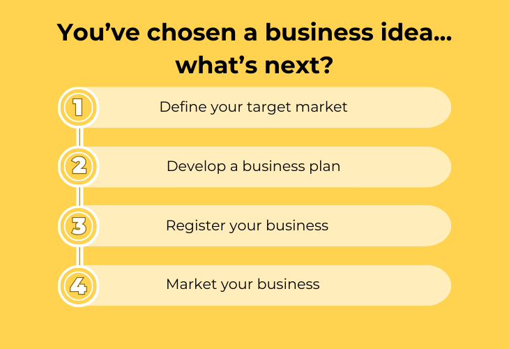 What to do once you've chosen a business idea