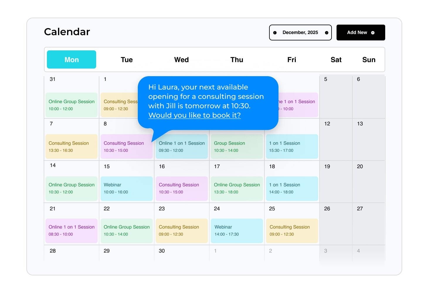vcita calendar slots